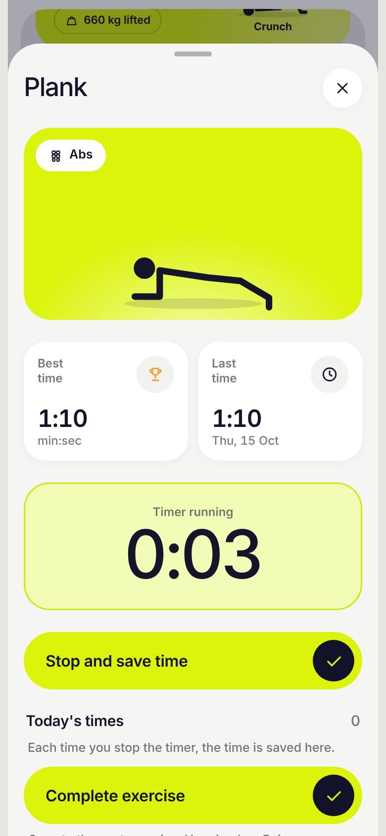 Plank stopwatch running